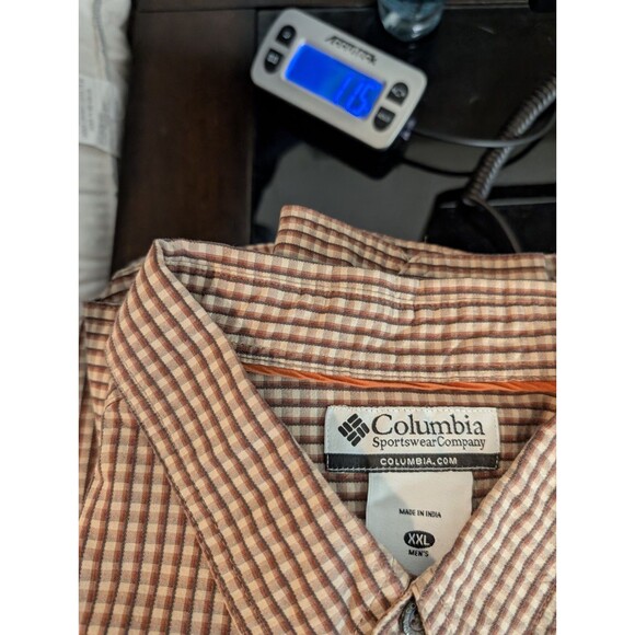 Columbia Button-Up Shirt Mens XXL Brown Plaid Long Sleeve Outdoor Cotton Stretch - Picture 10 of 10